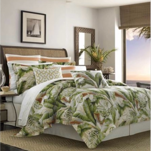 Tommy Bahama Other - Tommy Bahama Palmiers Green Cotton Reversible 3 Piece Duvet Cover Set Queen New